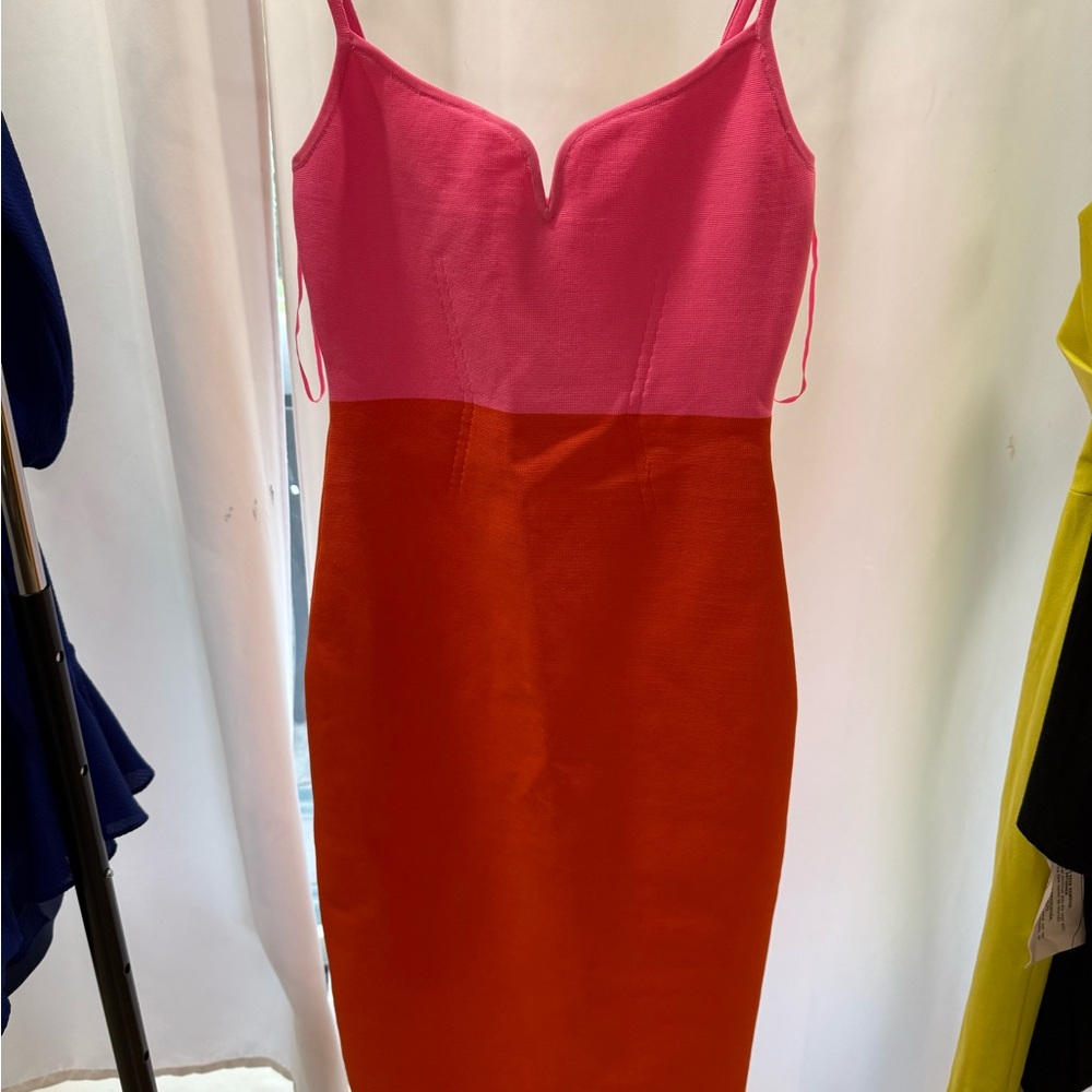 Express Pink and Orange Midi Dress